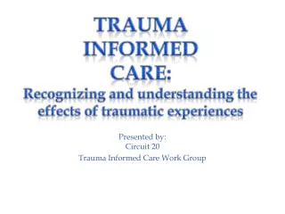 Presented by: Circuit 20 Trauma Informed Care Work Group