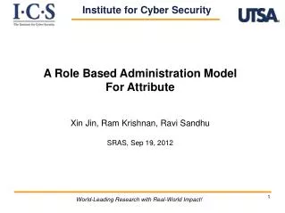 A Role Based Administration Model For Attribute Xin Jin , Ram Krishnan, Ravi Sandhu