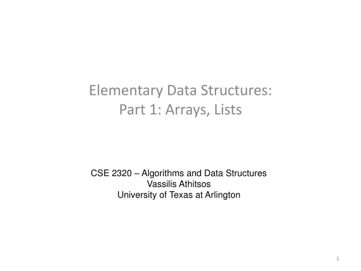 elementary data structures part 1 arrays lists