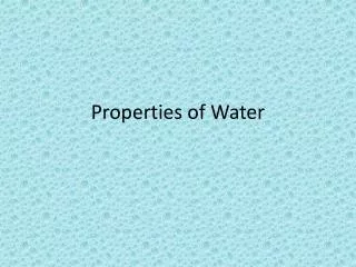 Properties of Water