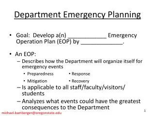 Department Emergency Planning