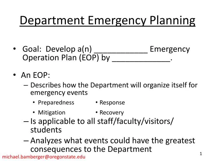department emergency planning