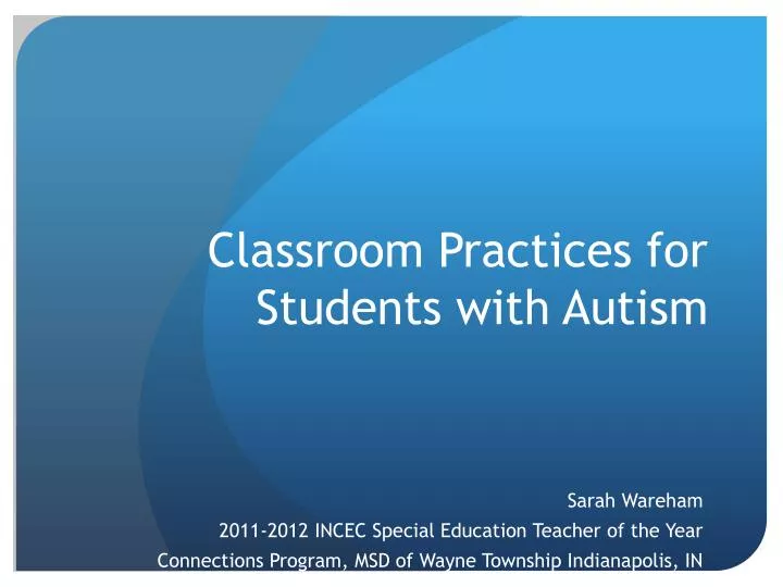 classroom practices for students with autism