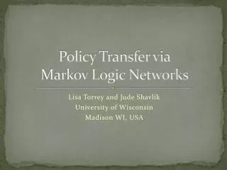 Policy Transfer via Markov Logic Networks