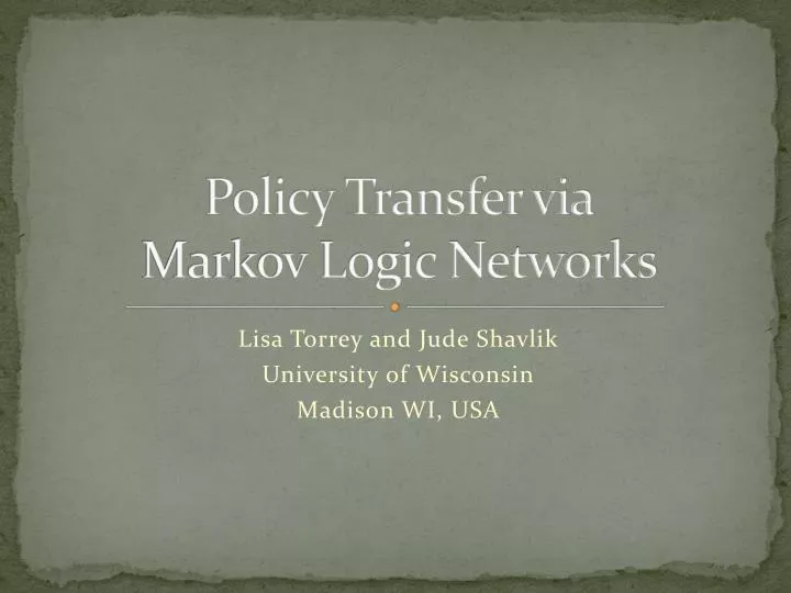 policy transfer via markov logic networks
