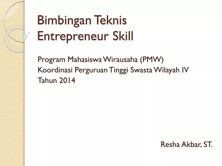 bimbingan teknis entrepreneur skill