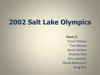 2002 Salt Lake Olympics