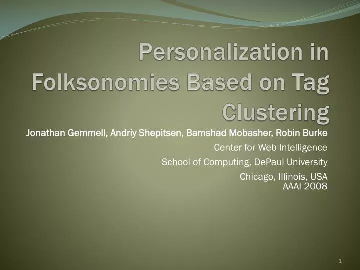 personalization in folksonomies based on tag clustering