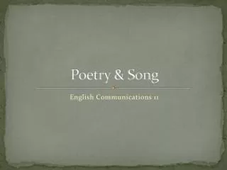 Poetry &amp; Song
