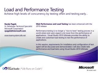 Load and Performance Testing