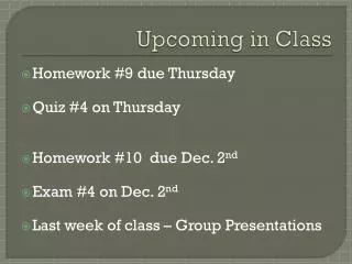 Upcoming in Class