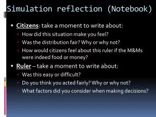 Simulation reflection (Notebook)