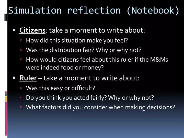 simulation reflection notebook