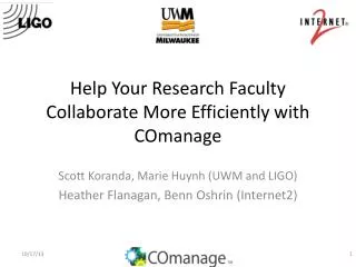 Help Your Research Faculty Collaborate More Efficiently with COmanage