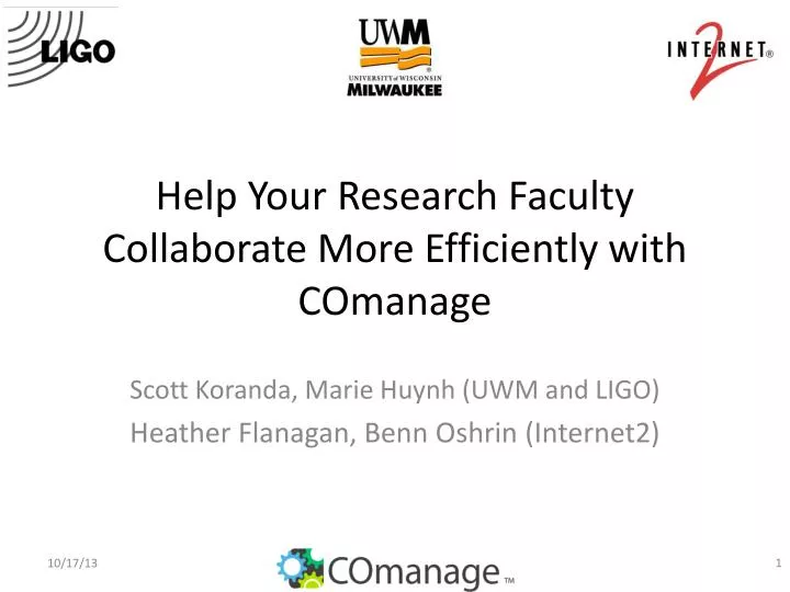 help your research faculty collaborate more efficiently with comanage