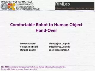 Comfortable Robot to Human Object Hand-Over