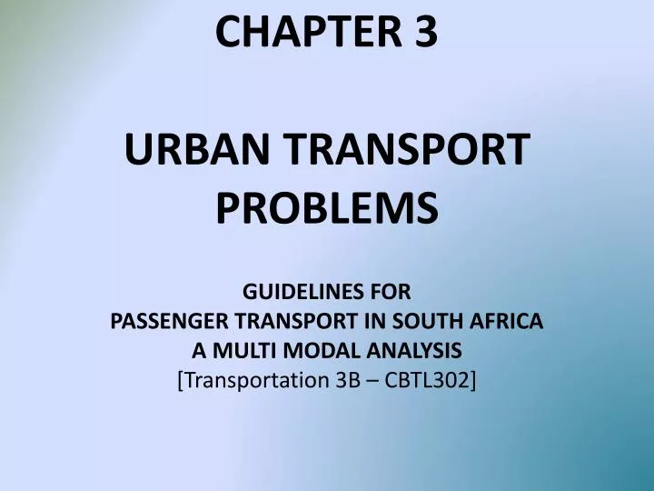 chapter 3 urban transport problems