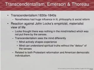 Transcendentalism, Emerson &amp; Thoreau