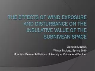 The Effects of Wind Exposure and Disturbance on the Insulative Value of the Subnivean Space