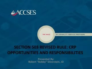 SECTION 503 REVISED RULE: CRP OPPORTUNITIES AND RESPONSIBILITIES