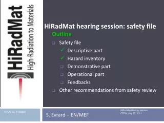 HiRadMat hearing session: safety file
