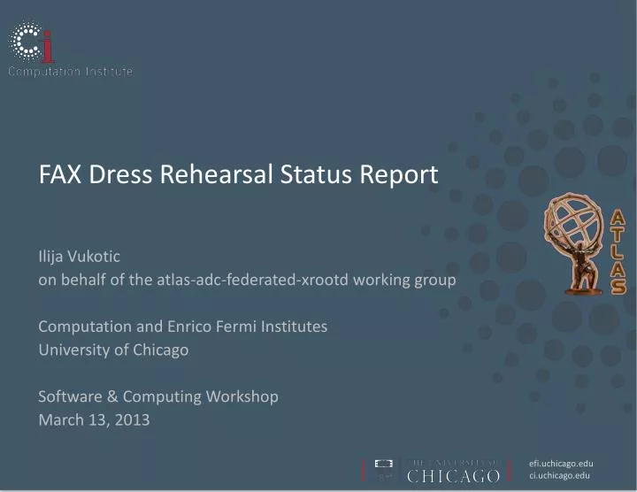 fax dress rehearsal status report