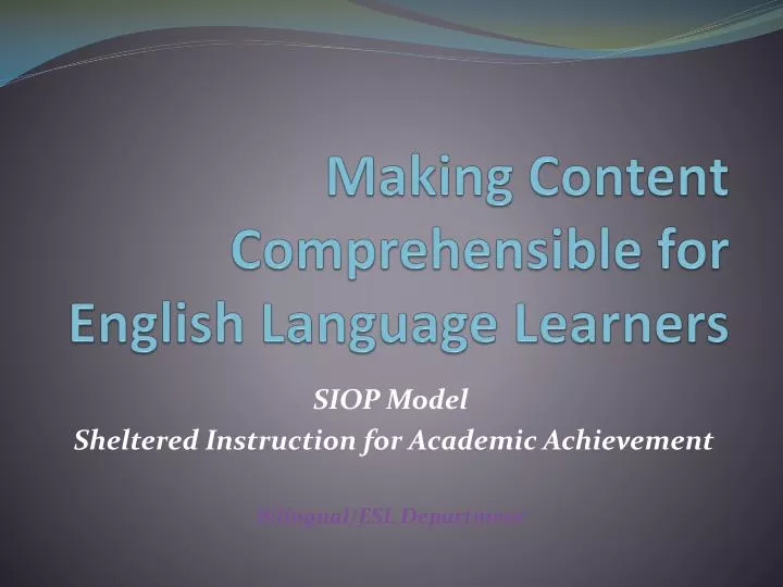 making content comprehensible for english language learners