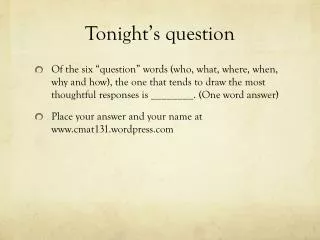 tonight s question