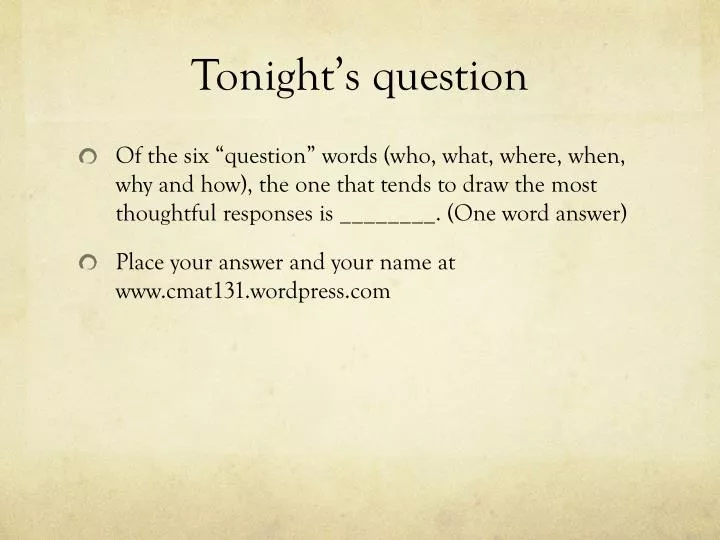 tonight s question