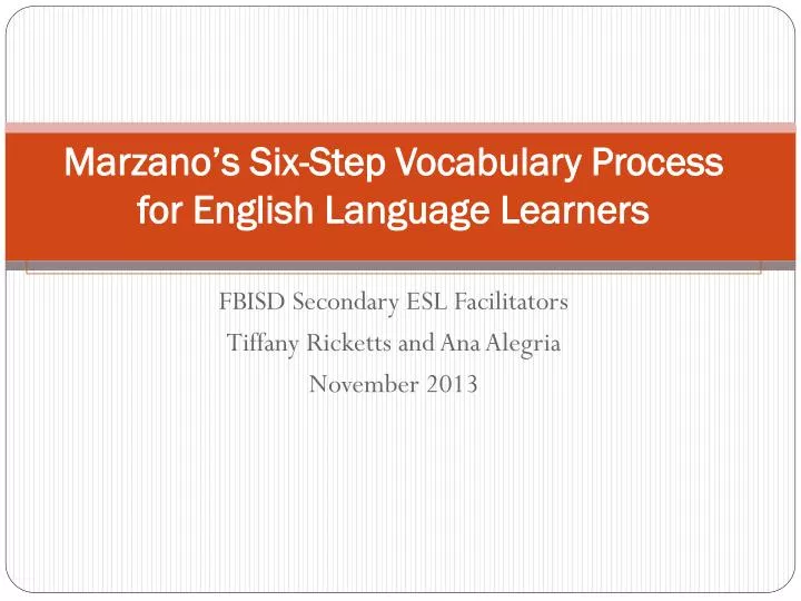 marzano s six step vocabulary process for english language learners