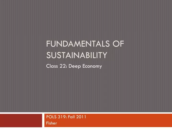 fundamentals of sustainability