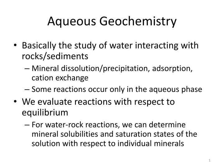 aqueous geochemistry