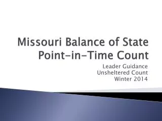 Missouri Balance of State Point-in-Time Count