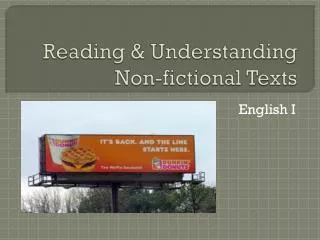 Reading &amp; Understanding Non-fictional Texts