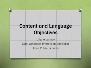 Content and Language Objectives