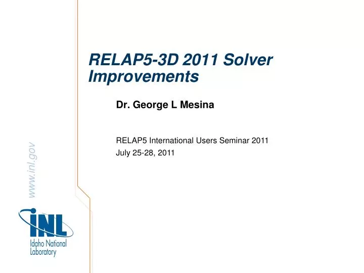 relap5 3d 2011 solver improvements