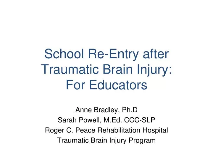 school re entry after traumatic brain injury for educators
