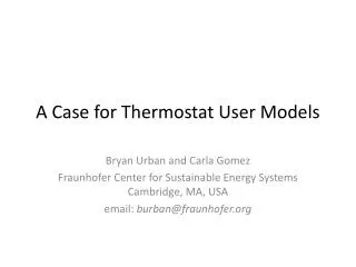 A Case for Thermostat User Models
