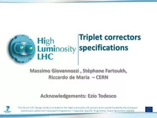 Triplet correctors specifications