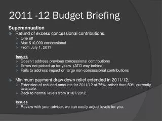 2011 -12 Budget Briefing