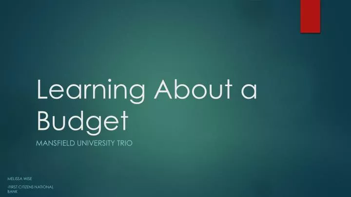 learning about a budget