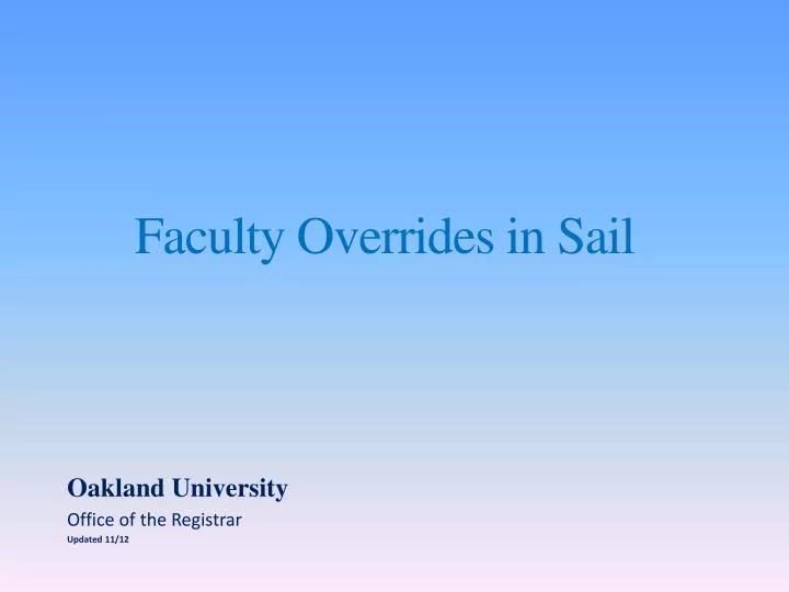 faculty overrides in sail