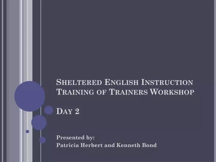 sheltered english instruction training of trainers workshop day 2