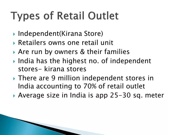types of retail outlet