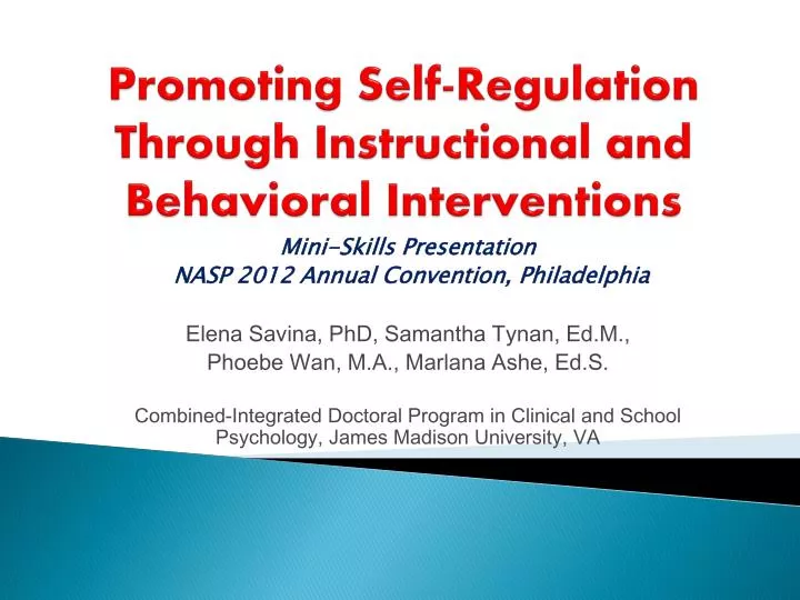 promoting self regulation through instructional and behavioral interventions