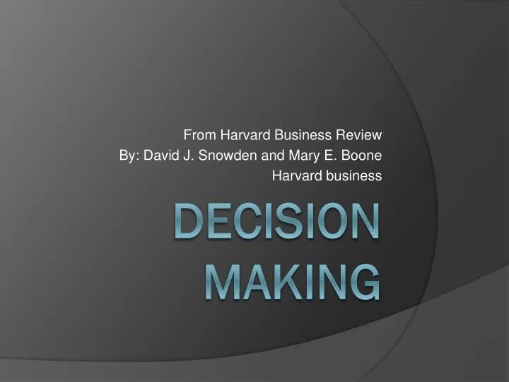 from harvard business review by david j snowden and mary e boone harvard business