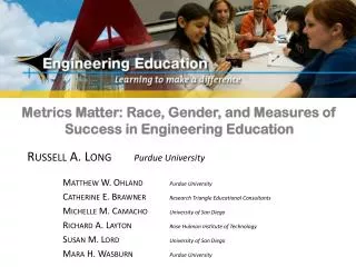 Metrics Matter: Race, Gender, and Measures of Success in Engineering Education
