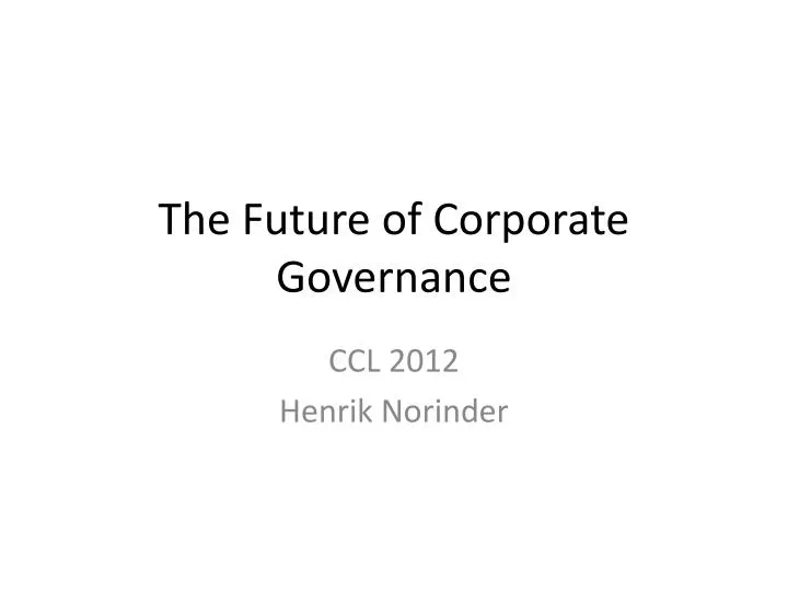 the future of corporate governance