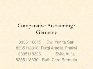 Comparative Accounting : Germany