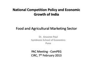 Food and Agricultural Marketing Sector